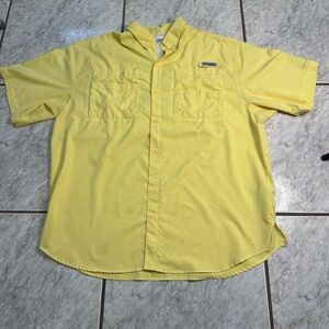 Columbia PFG Performance Vented Yellow Fishing Shirt Size XL